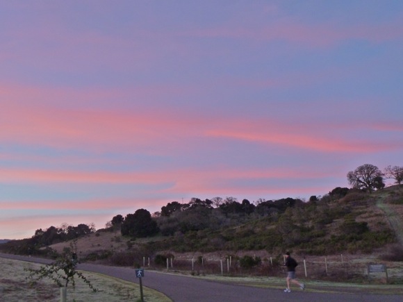 Red stripes in the sky near Big Dish
