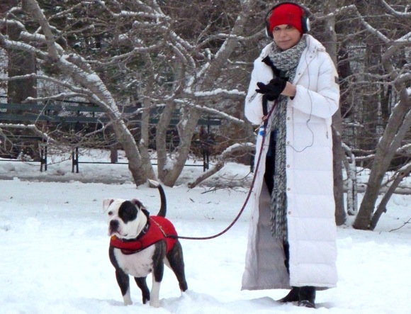 Dog and master Central Park January 2011