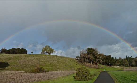 rainbow over Big Dish land