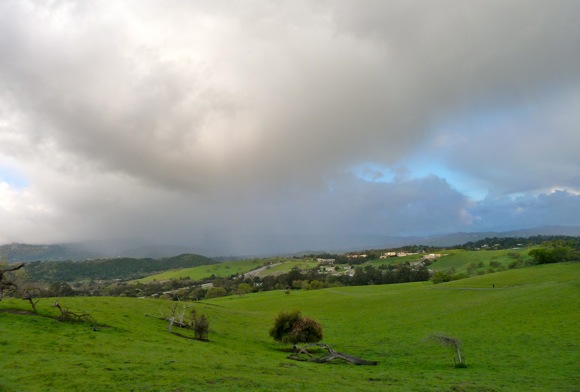 Rain squalls moving into mid-Peninsula