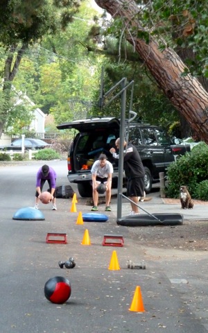 fitness training in a Menlo Park neighborhood